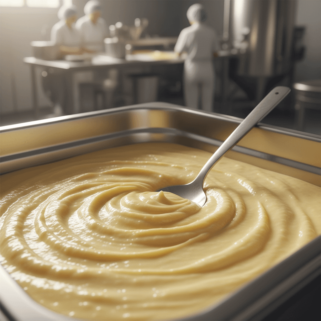 Banana puree in commercial container